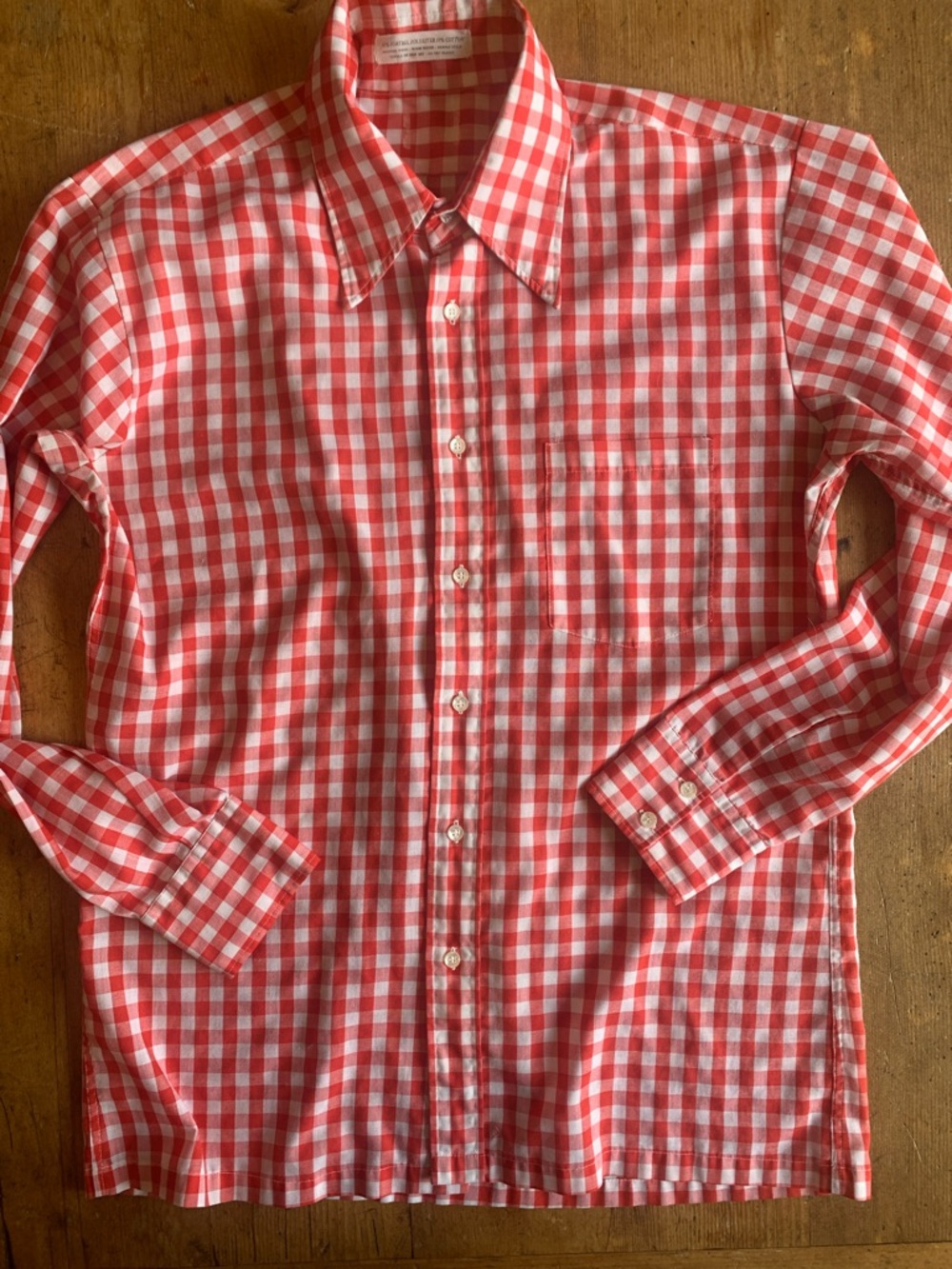 Vintage Men's Red Gingham Button-Down Shirt - Classic Fit